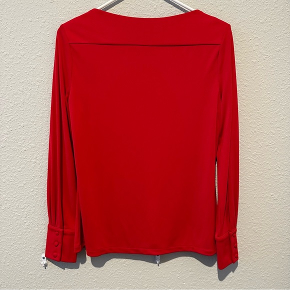 Beautiful red Ann Taylor blouse, size small. Cute buttons on bottom of sleeves. - Picture 4 of 5